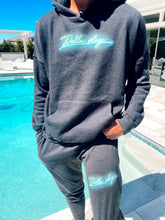 Load image into Gallery viewer, Grey Sweatpants with Neon Blue/Green Logo
