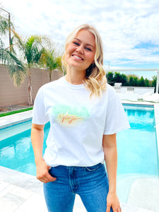 Tropical Neon Della Vlogs White T-Shirt